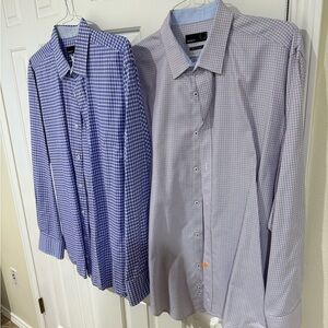 Elegant Blue and Gray Checkered Dress Shirts